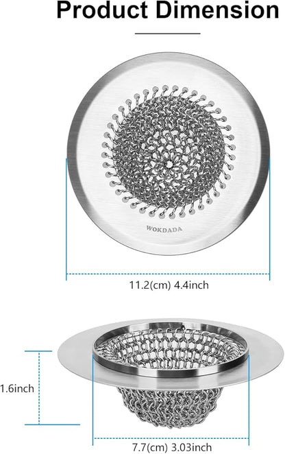 2Pack - Revolutionary Kitchen Sink Drain Strainer, Patented Reversible Kitchen Sink Strainer, 304 Stainless Steel Sink Strainer Basket, Anti-Clogging & Handmade, Fit US Standard 3-1/2'' Sink Hole