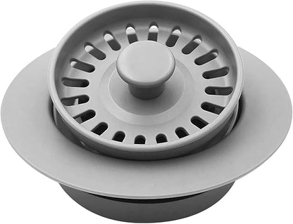 Garbage Disposal Strainer and Stopper with Decorative Disposal Flange in Gray, Matching Gray Granite Kitchen Sink and Faucet, Fit 3.5 Inch Standard Drain Hole