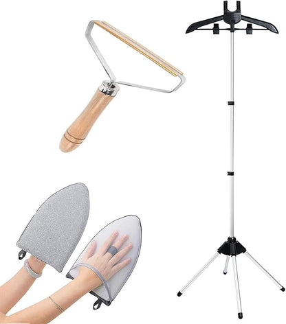 Handheld garment steamer rack,Garment hanger for steaming clothes,Steam rack for clothes,Clothes hanger for steam ironing,Steam stand clothes,Steam iron steamer hanger standing(With Ironing Gloves)
