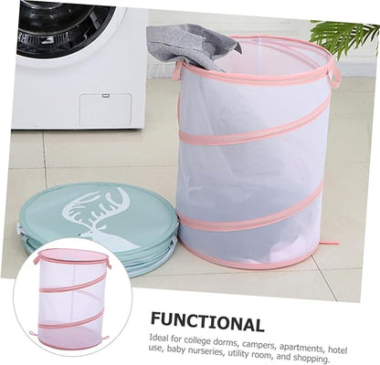 Zerodeko Foldable Mesh Laundry Hamper with Handles Space-saving Large Clothes Basket for Stuffed Animals Storage Portable Organizer for Dorm Apartment and Utility Use