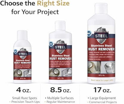 Stainless Steel Rust Stain Remover & Cleaner, Soft Cleanser, Safe for Food Areas, Non-Toxic for Appliances Perfect for Commercial Equipment, Refrigerator, Cybertruck and more (8.5 oz)