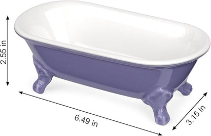 6.5" Ceramic Mini Decorative Clawfoot Bathtub Bar Soap Dish, Kitchen Sponge Holder and Shower Tray for Bathroom, 1 Pack(Jubilee)
