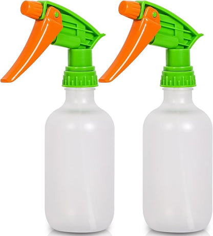 Cleaning Spray Bottles for Plants Misters Inside, 2 Pack 10 oz Squirt, Water Spray Bottle Mist Sprayer, No Leak Hair Mister Empty with Adjustable Nozzle (White Orange)