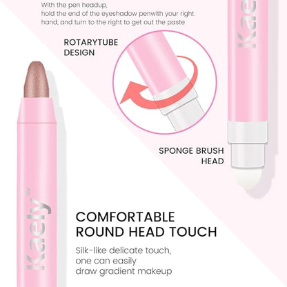 1Pcs Mauve taupe Shimmer Cream Eye Shadow Brightener Sticks for Eyes Waterproof Pigmented, Double Ended Cream Eyeshadow Stick Pencil Pen with Applicator, Eye Shadow Palette Highlighter Makeup 36