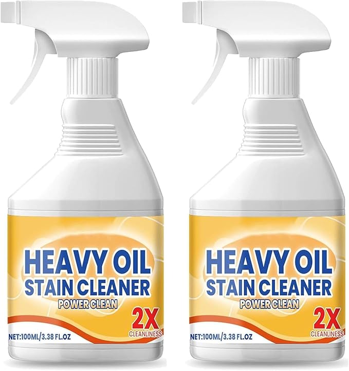Kitchen Cabinet Cleaners and Polishers, 2x Heavy Oil Stain Cleaner Spray, 100ML All-Purpose Kitchen Degreaser for Range Hoods, Cabinets & Grills, Powerful Grease Removal Cleaning Agent (2)