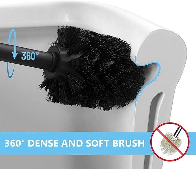 Deep & Sturdy Toilet Bowl Brush with Holder - Durable Scrubbing - Toilet Cleaners - Household Essentials - Bathroom Cleaner - Cleaning Supplies - Household Supplies, Painted Satin Gold