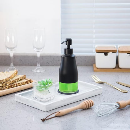 Gaussra Black Soap Dispenser with Coasterand Stickers, Refillable Liquid Stainless Steel Soap Dispenser for Kitchen Sink, Bathroom Countertop (11OZ / 320ML)