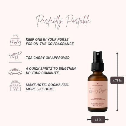 Blooming Desert Luxury Small Space Air & Linen Freshener Spray - Cactus Flower + Sandalwood - Designer-Inspired Home Fragrance - Non Toxic Odor Eliminator - 2 oz Travel Size Room Spray