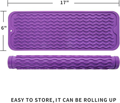 MicoYang Silicone Dish Drying Mat for Multiple Usage,Easy clean,Eco-friendly,Heat-resistant Silicone Mat for Kitchen Counter,Sink,Bar,Bottle,or Cup Purple M 17 inches x 6 inches