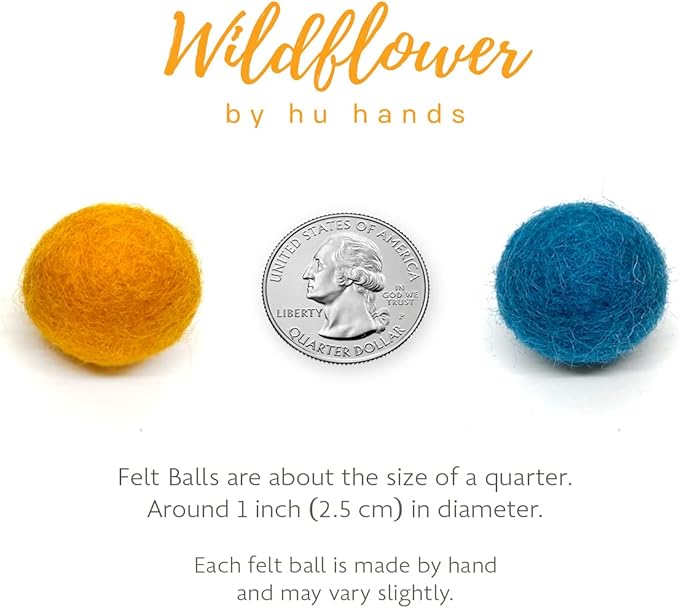 Wildflower by hu hands Weathered Naturals Wool Felt Balls (50) Pom Poms in Neutral Earth Tones for Crafts, Garland, & Decor .8-1 Inch Size | Hand Felted in Nepal 100% NZ Wool | Bag Included