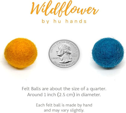 Wildflower by hu hands Weathered Naturals Wool Felt Balls (50) Pom Poms in Neutral Earth Tones for Crafts, Garland, & Decor .8-1 Inch Size | Hand Felted in Nepal 100% NZ Wool | Bag Included