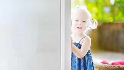 Frosted Window Privacy Film Non-Adhesive Static Cling Bathroom Decorative Stickers Heat Control UV Blocking Opaque Glass Window Coverings Film for Home Front Door Office 35.4 Inch x 7.8 Feet