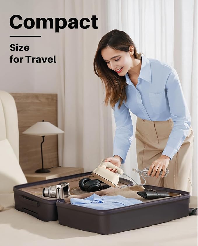 Travel Steamer Iron for Clothes, 1200W Portable Handheld Steamer Iron 4Mode with LCD Display 10S Fast Heating 180° Swivel Handle Powerful Wrinkle Remover, Garment Steamer for Home, Dorm, Travel, White