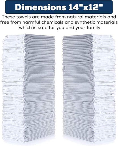 Simpli-Magic Cotton Shop Towels 14"x12" (90 Pack) – Reusable Cleaning Shop Rags for Automobiles, Industries, Garage and Homes (White)