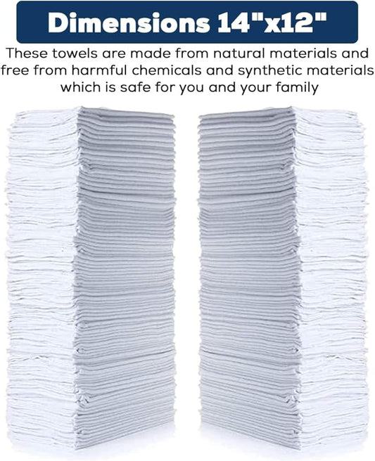 Simpli-Magic Cotton Shop Towels 14"x12" (90 Pack) – Reusable Cleaning Shop Rags for Automobiles, Industries, Garage and Homes (White)