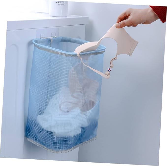 Laundry Basket Wall-mounted Folding Nylon Iron Easy Clean Storage for Bathroom Clothes Organizer