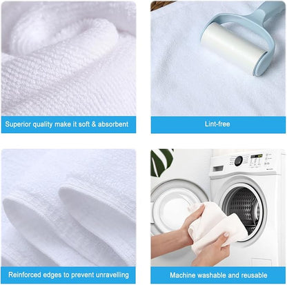 Microfiber Cleaning Cloth-8PK High Absorbent Lint-Free Scratch-Free Multi-Purpose Double-Sided Fiber Cleaning Supplies Polishing Drying Towels for House Kitchen Car 12"x12" (White)