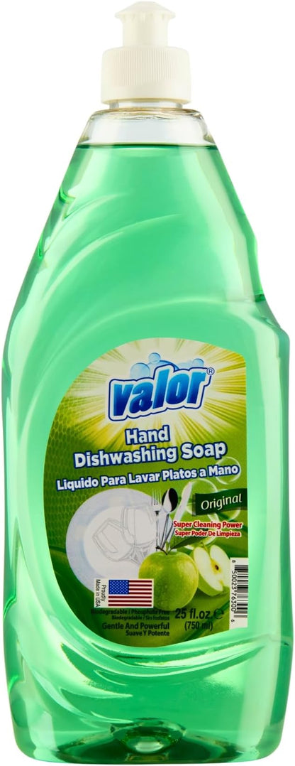 Valor Dishwashing Liquid, 25 fl oz – Dish Soap for Kitchen & Bathroom, Grease-Fighting, Gentle on Hands, Fast Rinse, Eco-Friendly Biodegradable Formula (25.5 oz (Pack of 1), Original)