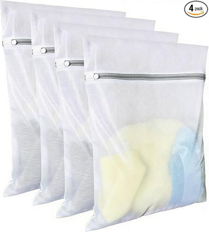 Laundry Bags, 4-Pack 16x20 Inch Honeycomb Mesh Wash Bags, Protects Delicates in Washer & Dryer, Prevents Snags and Stretching for Bras, Sweaters, Baby Clothes