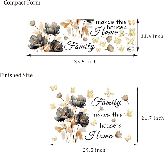 Gold Family Wall Decals Inspirational Wall Quotes Wall Stickers Family Make This House a Home Removable Peel and Stick for Home Decor (Golden Black)