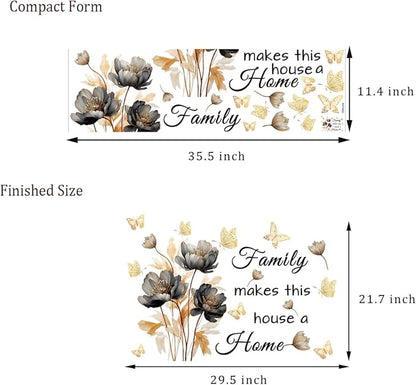 Gold Family Wall Decals Inspirational Wall Quotes Wall Stickers Family Make This House a Home Removable Peel and Stick for Home Decor (Golden Black)