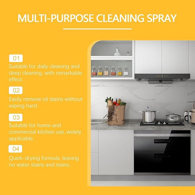Liapu Heavy Duty Degreaser Cleaner Spray, Liapu Kitchen Heavy Oil Cleaner, Clean up Kitchen Oil Stains Greasy Dirt Clean, All Purpose Kitchen Heavy Oil Cleaning Agent (1pcs)