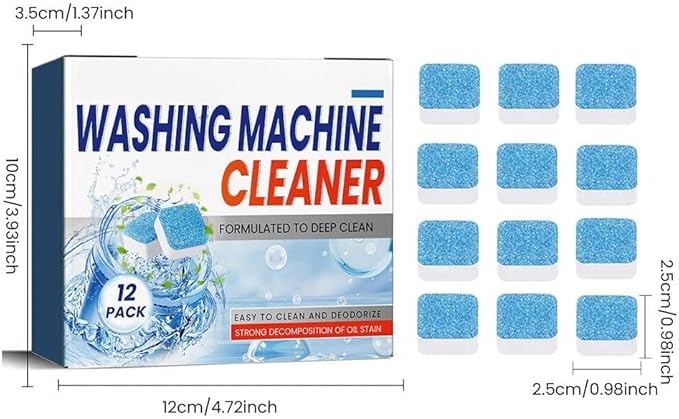 Washing Machine Cleaner Descaler - 12 Pack Deep Cleaning Tablets for Front Loader & Top Load Washer, Clean Inside Drum and Laundry Tub Seal, Bulk 6 Months Supply ﻿