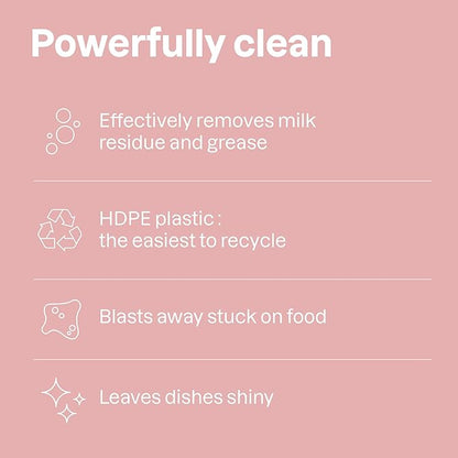 ATTITUDE Baby Bottle & Dish Soap, EWG Verified Bottle Cleaner, Fragrance Free & Dye Free, Removes Milk Residue & Grease, Vegan, Unscented, 33.8 Fl Oz