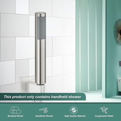 Heyalan Hand Held Shower Wand, High Pressure Handheld Head with Strong Flow, Luxury Spray for Bathroom,Single Function,Brushed Nickel