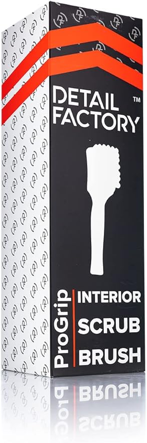 Detail Factory - ProGrip Interior Scrub Brush - Soft Bristles - Rubber Grip for Maximum Stability and Comfort - Curved Head Profile for Better Clearance - Grey