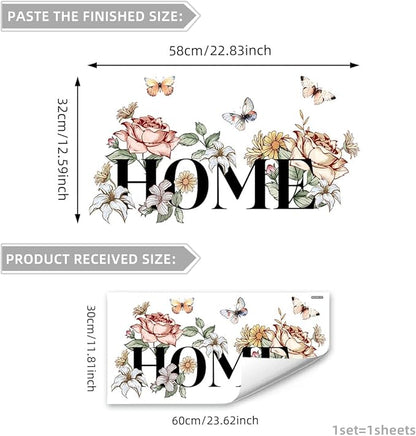 Home Floral and Butterfly Wall Stickers Waterproof Peel and Stick Removable Wall Decals for Bedroom Living Room Bathroom