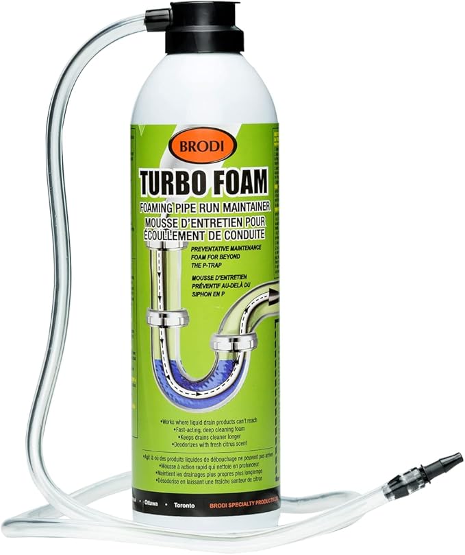 Turbo Foam, Drain Foam Cleaner, Expanding Enzyme Formula, Deep-Cleans Pipes, Dissolves Fat, Oil & Grease, Stops Odors at the Source – Safe for All Plumbing & Septic Systems (Pack of 6)