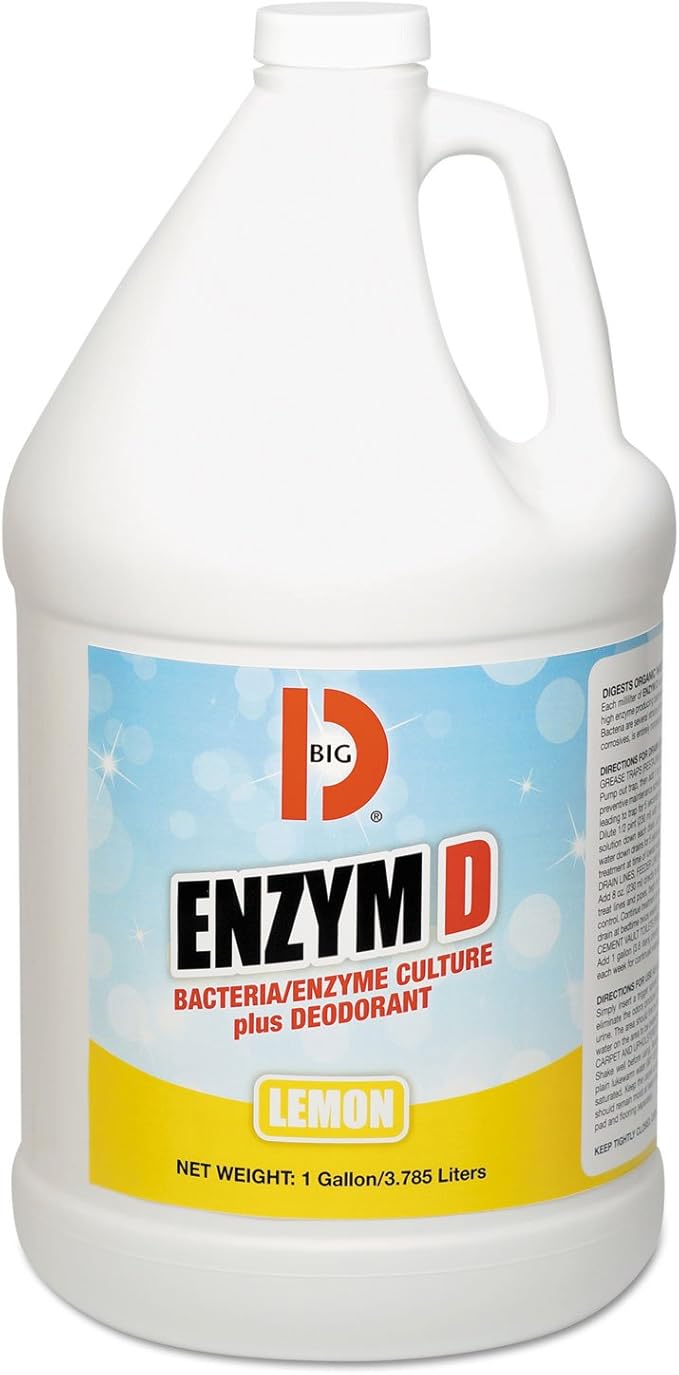 Big D 1500 Enzym D Digester Liquid Deodorant, Lemon, 1gal, 4/Carton