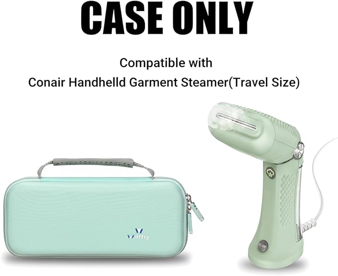 Hard Travel Carrying Case for Conair Handheld Garment Steamer, Mint Green Portable Storage Case fits for Conair Small Size Travel Steamer with Dual Voltage for Worldwide Use(Case Only)