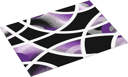 Purple Black White Geometric Abstract Dish Drying Mat for Kitchen Counter & Sink, 18" x 24" Absorbent Microfiber Drying Pad for Dishes, Foldable Modern Art Kitchen Mat for Dishes Small Appliances