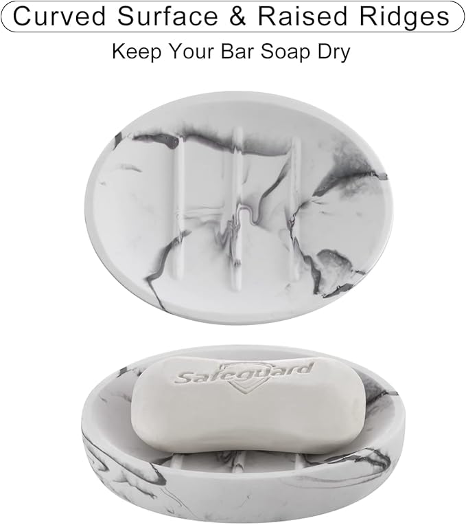 INIUNIK Marble Look Soap Dish - Bar Soap Holder for Shower, Bathroom & Kitchen Sink