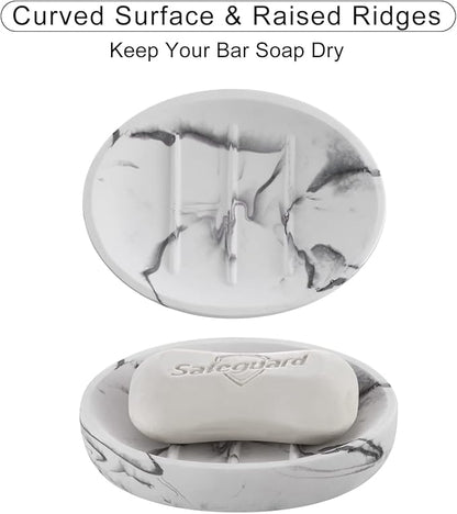 INIUNIK Marble Look Soap Dish - Bar Soap Holder for Shower, Bathroom & Kitchen Sink