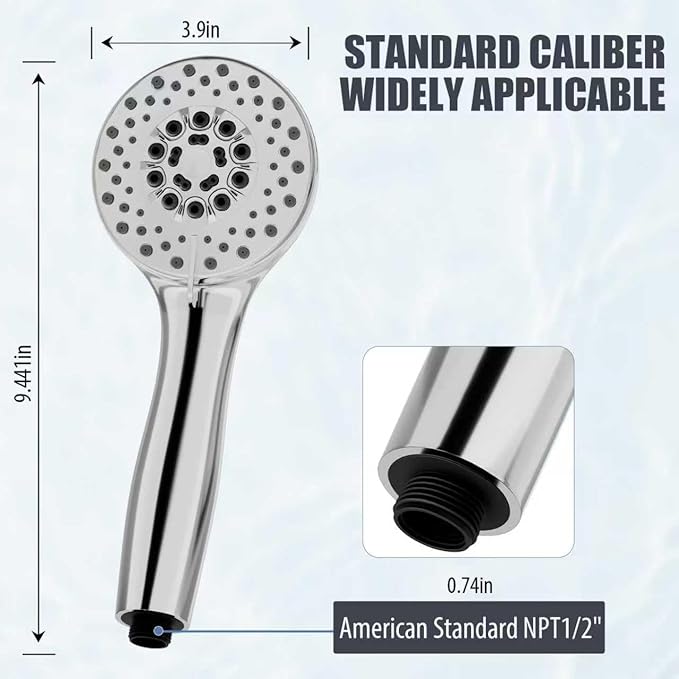 High Pressure Shower Head with Powerful Shower Spray & 59'' Stainless Steel Hose, 5 Spray Modes, Adjustable Bracket and Non-Clogging Nozzles（Black）