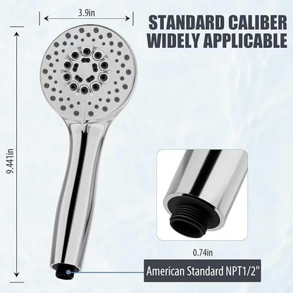 High Pressure Shower Head with Powerful Shower Spray & 59'' Stainless Steel Hose, 5 Spray Modes, Adjustable Bracket and Non-Clogging Nozzles（Black）