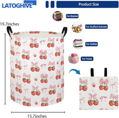Baby Laundry Hamper kids laundry Basket Waterproof Laundry Bag for Bedroom Toy Clothes Organizer Room Décor(Strawberry)