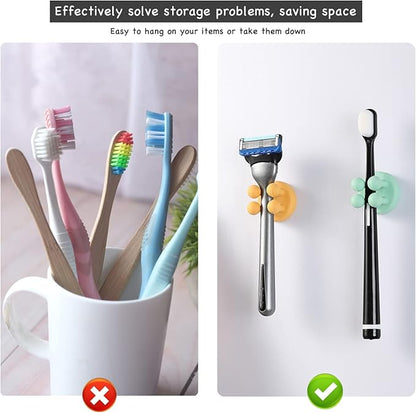 iBetterLife Razor Holder for Shower Hooks – 6Pcs Self Adhesive Wall Mounted Single Hook for Hanging Toothbrush, Functional Waterproof Utility Plug Holder for Bathroom Kitchen Living Room Office, Black