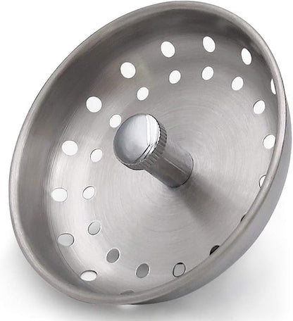 GZILA Kitchen Sink Basket Strainer Stopper, Replacement for 3-1/2 Inch Standard Kitchen Sink Drain, 304 Stainless Steel Brushed Nickel, Rubber Stop, Metal Knob