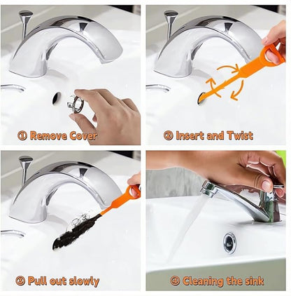 Drain Cleaning Brush, 79In Nylon Cleaner Double Ended Drain Brush Pipe Cleaning Set, Straw Cleaner Brush, Drain Snake, Tube Cleaning Brush for Bathroom Shower Kitchen Plug Hole (6 Pcs)