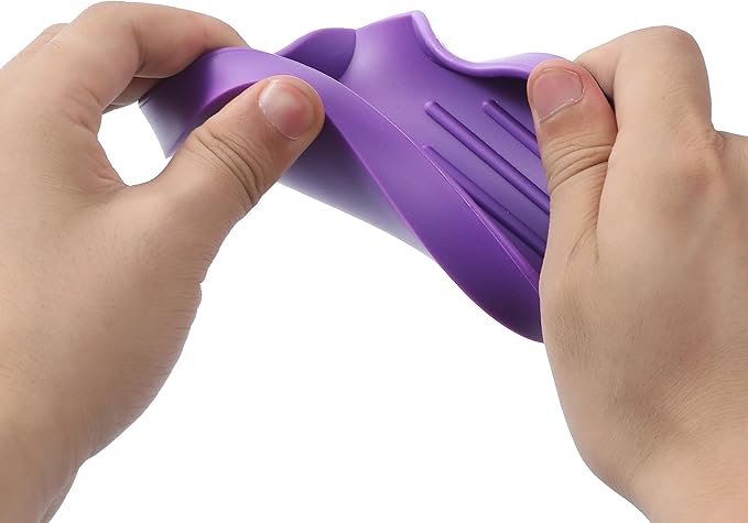 MicoYang Silicone Bathroom Soap Dishes with Drain Spout-Bathroom and Kitchen Sink Organizer,Sponge Holder,Dish Soap Tray,Perfect for Dispenser,Scrubber,Bottle,Cup on Sink or Counter-Purple 4.9"×3.2"