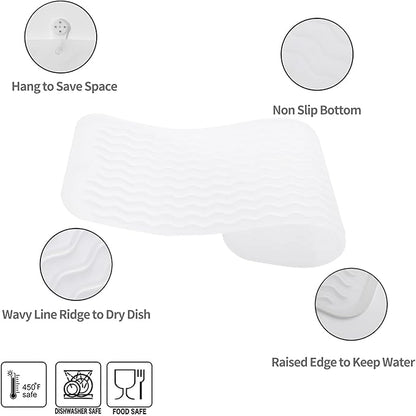 MicoYang Silicone Dish Drying Mat for Multiple Usage,Easy clean,Eco-friendly,Heat-resistant Silicone Mat for Kitchen Counter,Sink,Bar,Bottle,or Cup Translucent M 17 inches x 6 inches