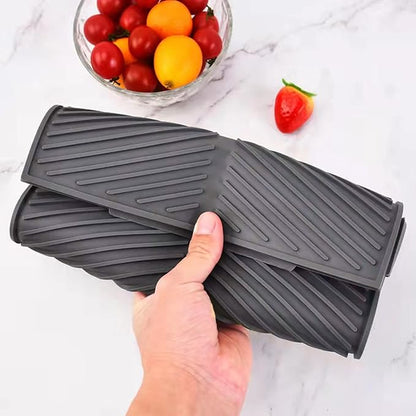 Dish Drying Mat for Kitchen Counter, Silicone Large Dish Drying Pad, Easy Clean Non-slipping Heat Resistant Dish Rack Mat, Foldable Dish Drain Mat, 17'' x 13'', Gray
