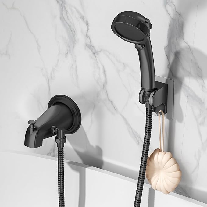 Bathtub Faucet with Handheld Sprayer, Shower Attachment for Tub Faucet, All Metal Bath Tub Spout with Shower Diverter, High Pressure 3+1 Settings Hand Held Showerhand (Matte Black)