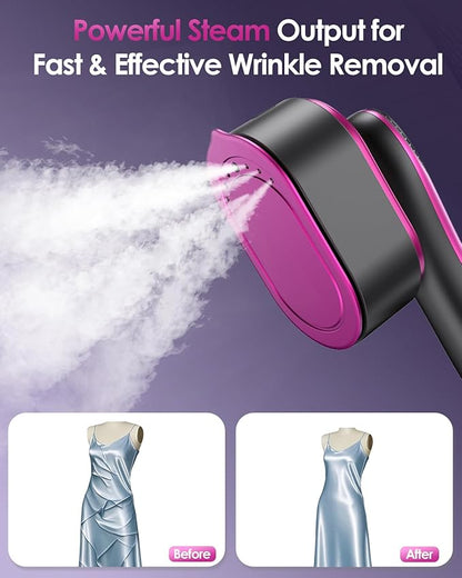 Travel Steamer for Clothes, 2-in-1 Foldable Handheld Garment Steamer & Iron with LED Display, 10s Fast Heat Up, Smart Steam Control with 4 Modes, No-Leak Design, Perfect for Home & Travel