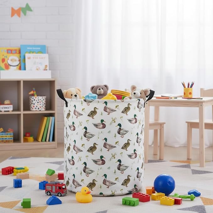 Baby Laundry Hamper kids laundry Basket Waterproof Laundry Bag for Bedroom Toy Clothes Organizer Room Décor(Duck)