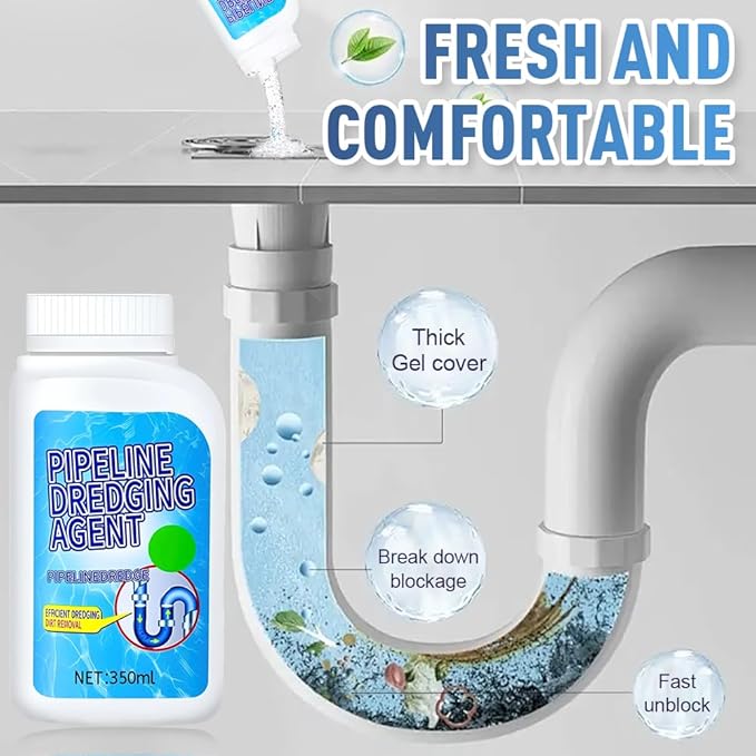 Powerful Pipe Dredging Agent, 2025 Upgraded Powerful Pipe Cleaners, Pipeline Dredging Agent, Kitchen Sink And Drain Cleaner for Kitchen, Bathroom (1 Pack)